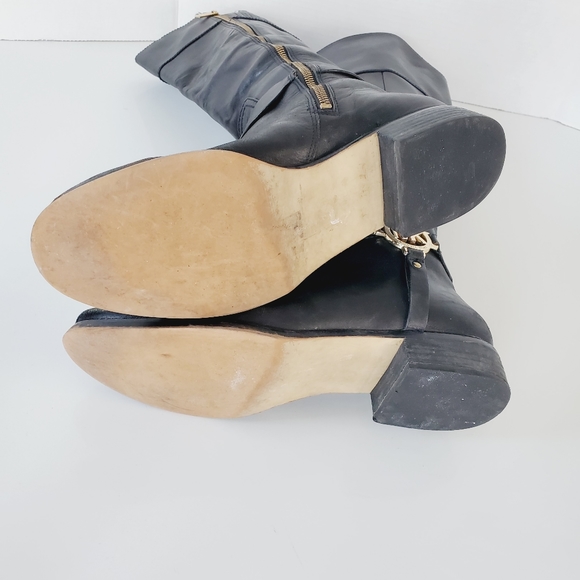 Michael Kors Fulton Harness Riding Boots Pull On Tall Black Rain Snow Size 10 M - Picture 13 of 15